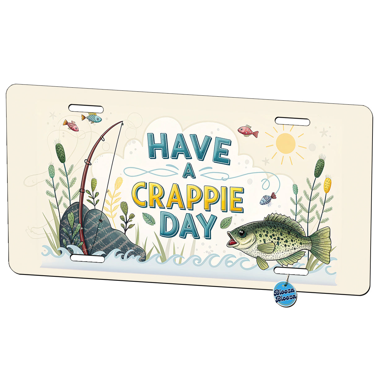 Have a Crappie Day Funny Fishing Fish Saying Metal Vanity Novelty Tag License Plate for Trucks Cars SUVs