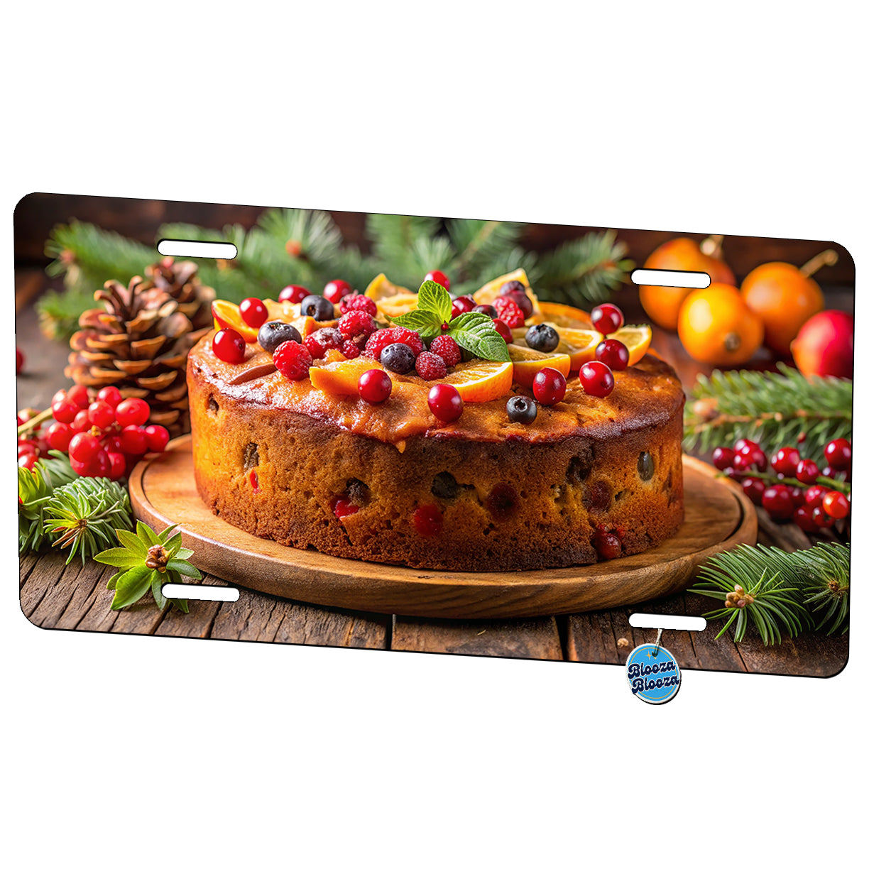 Holiday Fruitcake Fruit Cake Dessert Metal Vanity Novelty Tag License Plate for Trucks Cars SUVs
