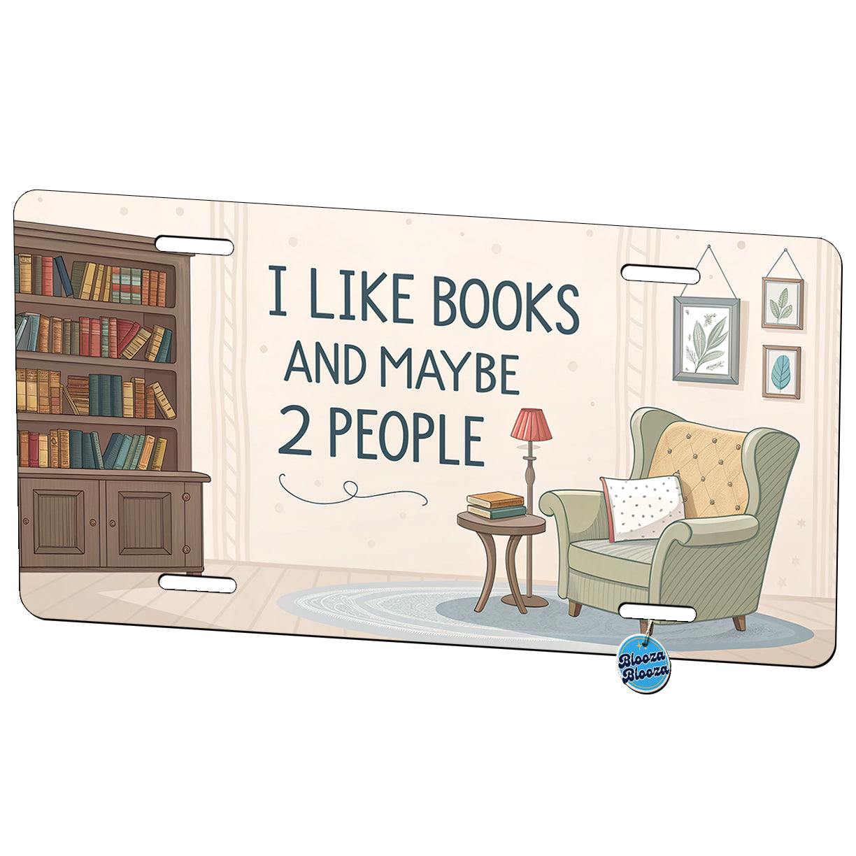 I Like Books And Maybe 2 People Funny Metal Vanity Novelty Tag License Plate for Trucks Cars SUVs