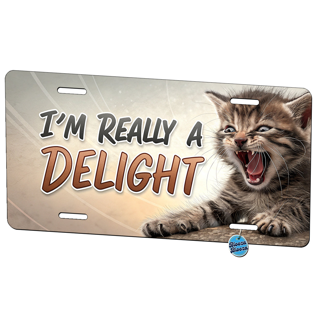 I'm Really a Delight Funny Angry Kitten Metal Vanity Novelty Tag License Plate for Trucks Cars SUVs