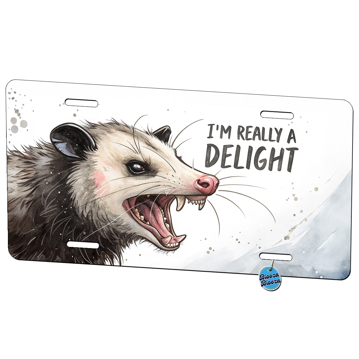I'm Really a Delight Funny Angry Opossum Metal Vanity Novelty Tag License Plate for Trucks Cars SUVs