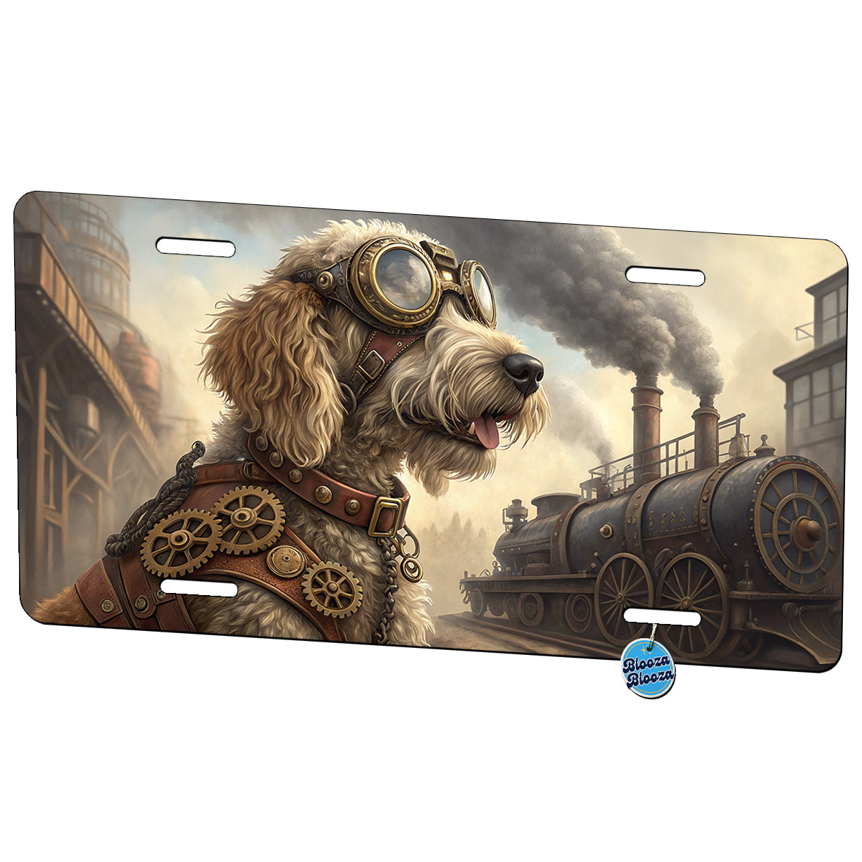 Labradoodle Dog Steampunk Metal Vanity Novelty Tag License Plate for Trucks Cars SUVs