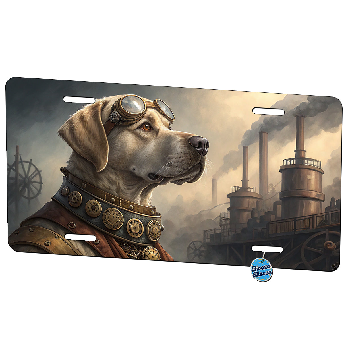 Labrador Retriever Dog Steampunk Metal Vanity Novelty Tag License Plate for Trucks Cars SUVs