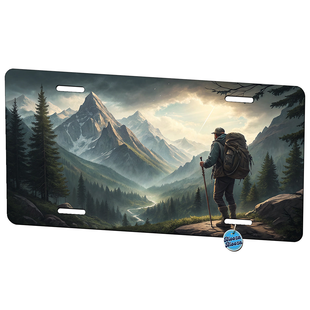 Man Hiking In The Mountains Metal Vanity Novelty Tag License Plate for Trucks Cars SUVs