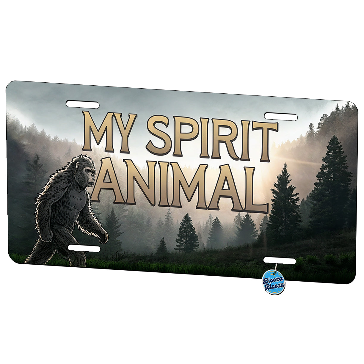 My Spirit Animal Bigfoot Funny Fantasy Metal Vanity Novelty Tag License Plate for Trucks Cars SUVs