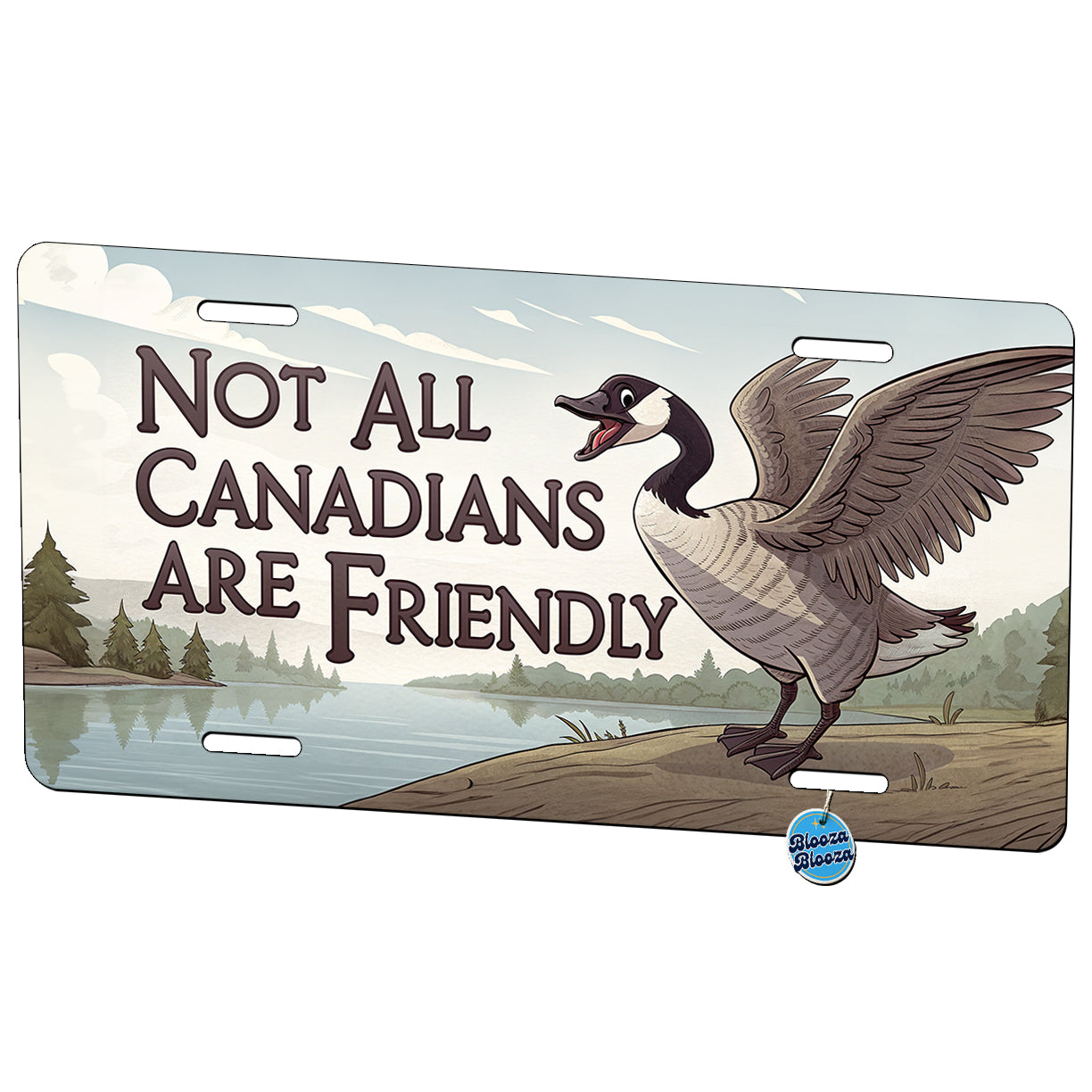Not All Canadians Are Friendly Angry Canada Goose Funny Metal Vanity Novelty Tag License Plate for Trucks Cars SUVs