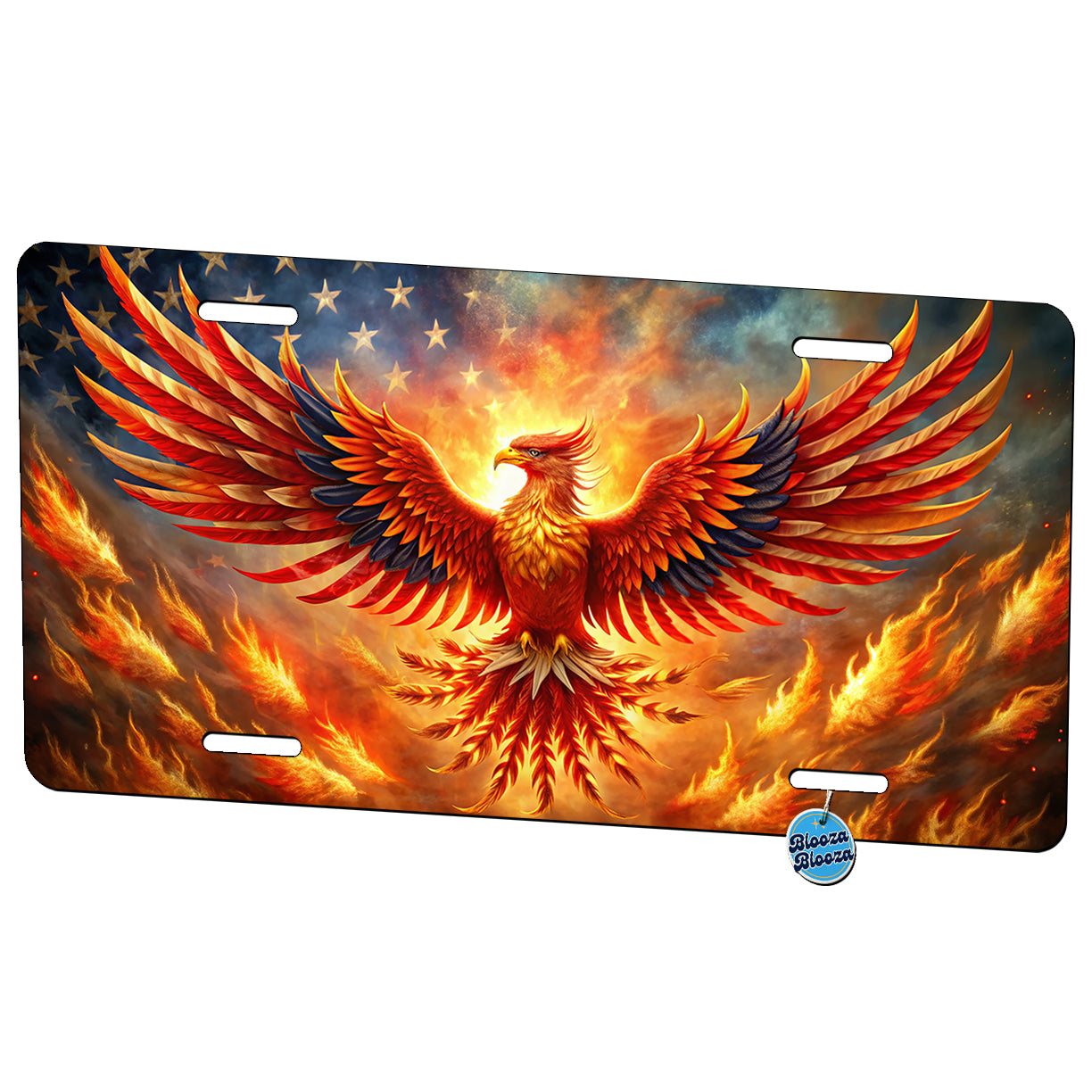 Patriotic Phoenix Rising American Flag Metal Vanity Novelty Tag License Plate for Trucks Cars SUVs