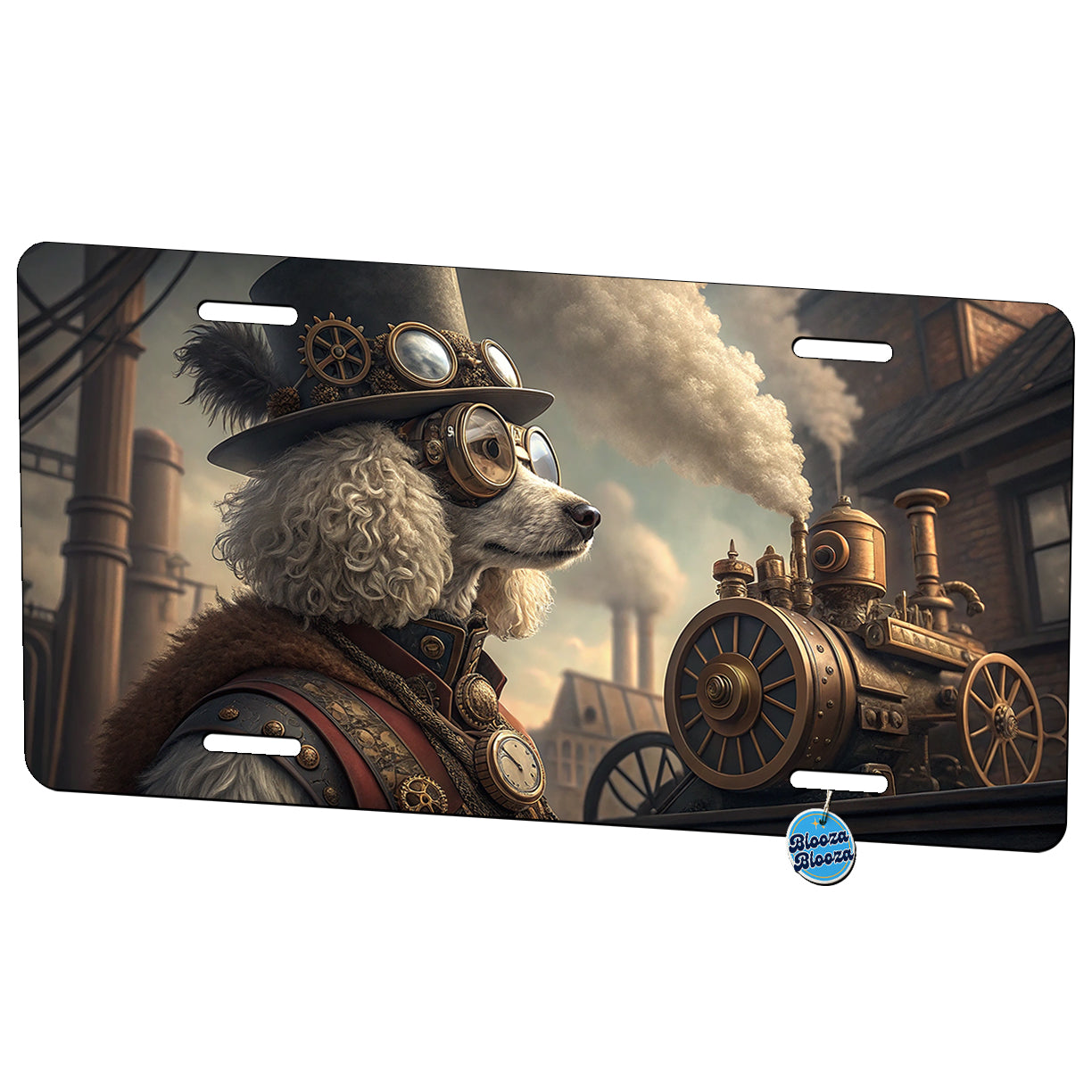 Poodle Dog Steampunk Metal Vanity Novelty Tag License Plate for Trucks Cars SUVs