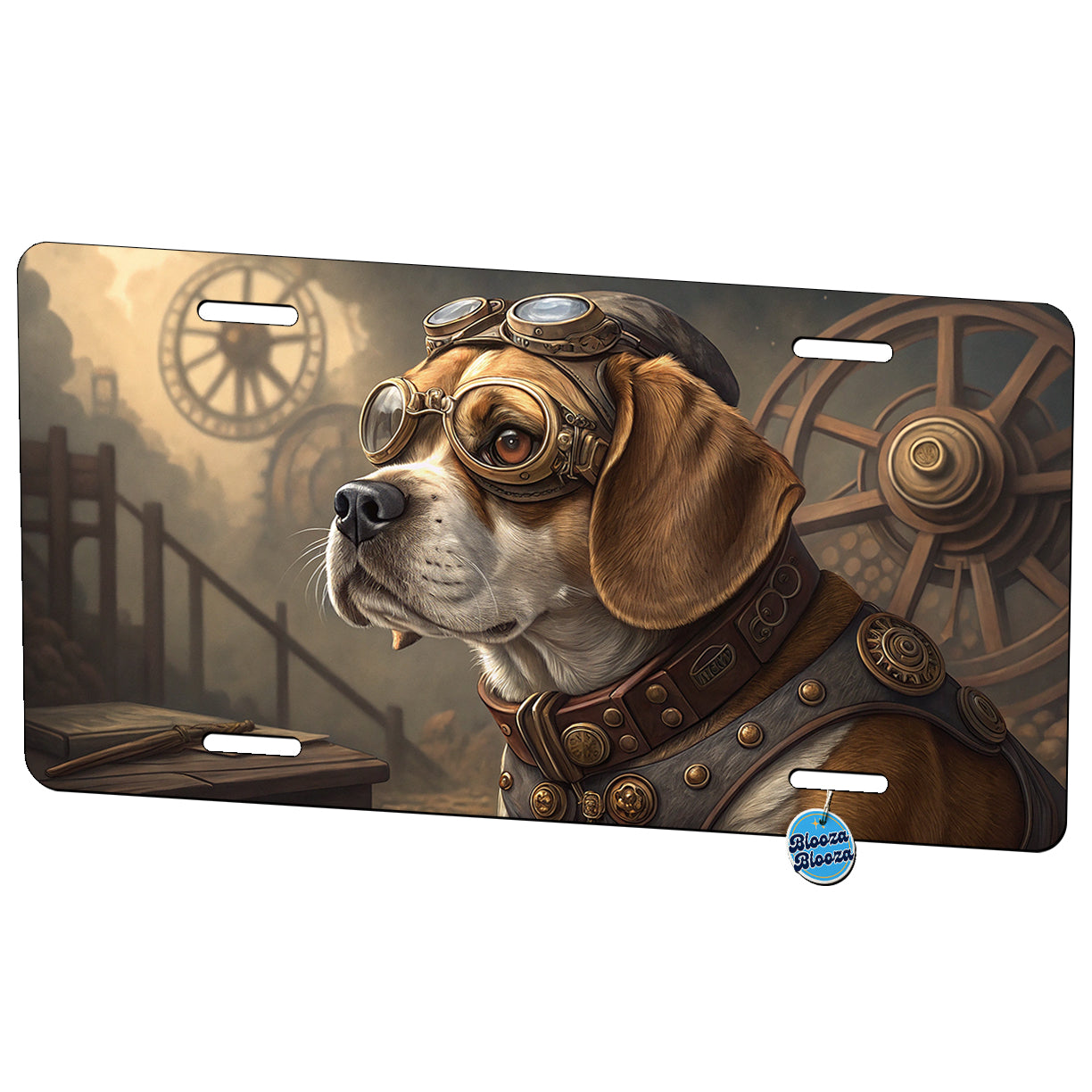 Puggle Dog Steampunk Metal Vanity Novelty Tag License Plate for Trucks Cars SUVs