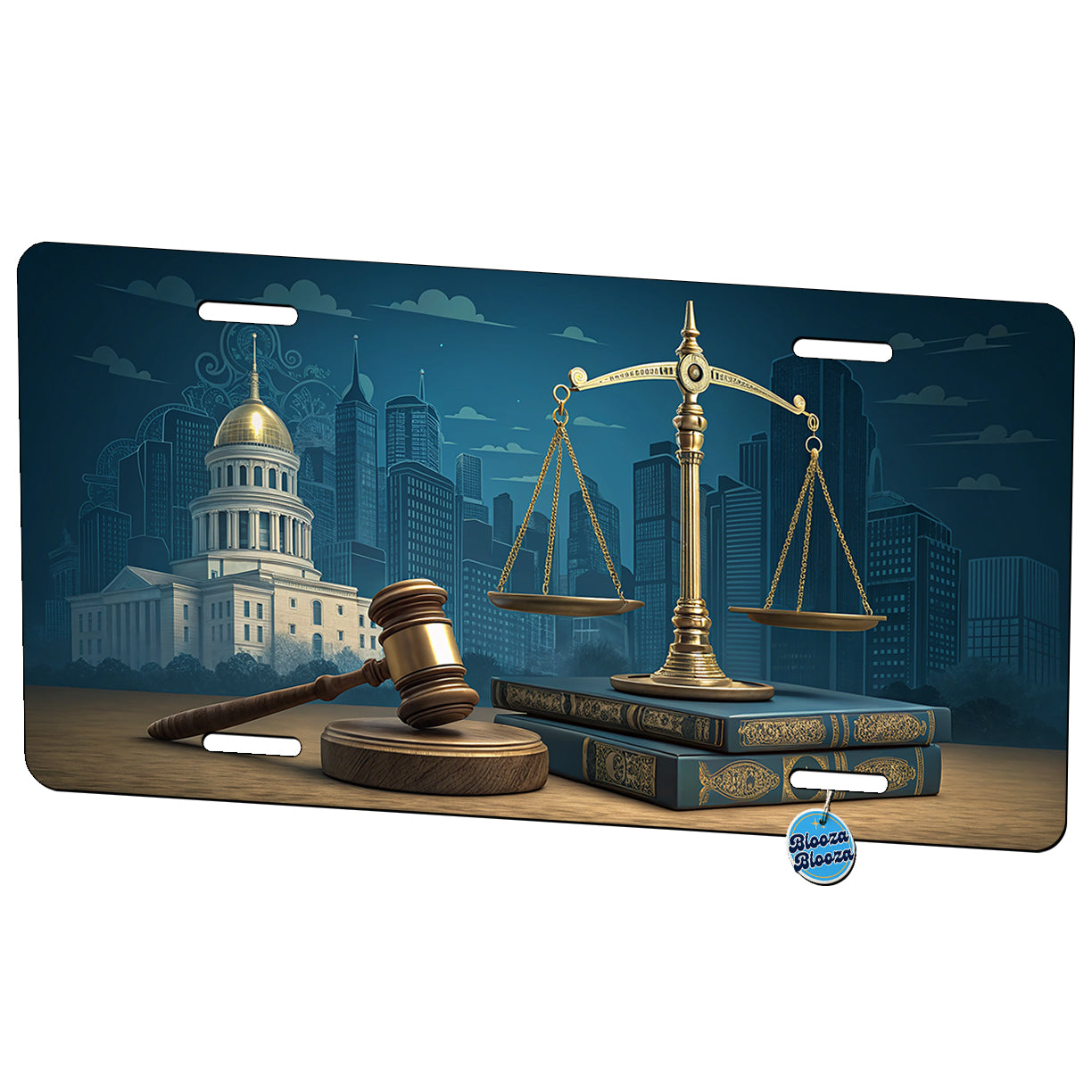 Scales Of Justice Legal Lawyer Judge Metal Vanity Novelty Tag License Plate for Trucks Cars SUVs