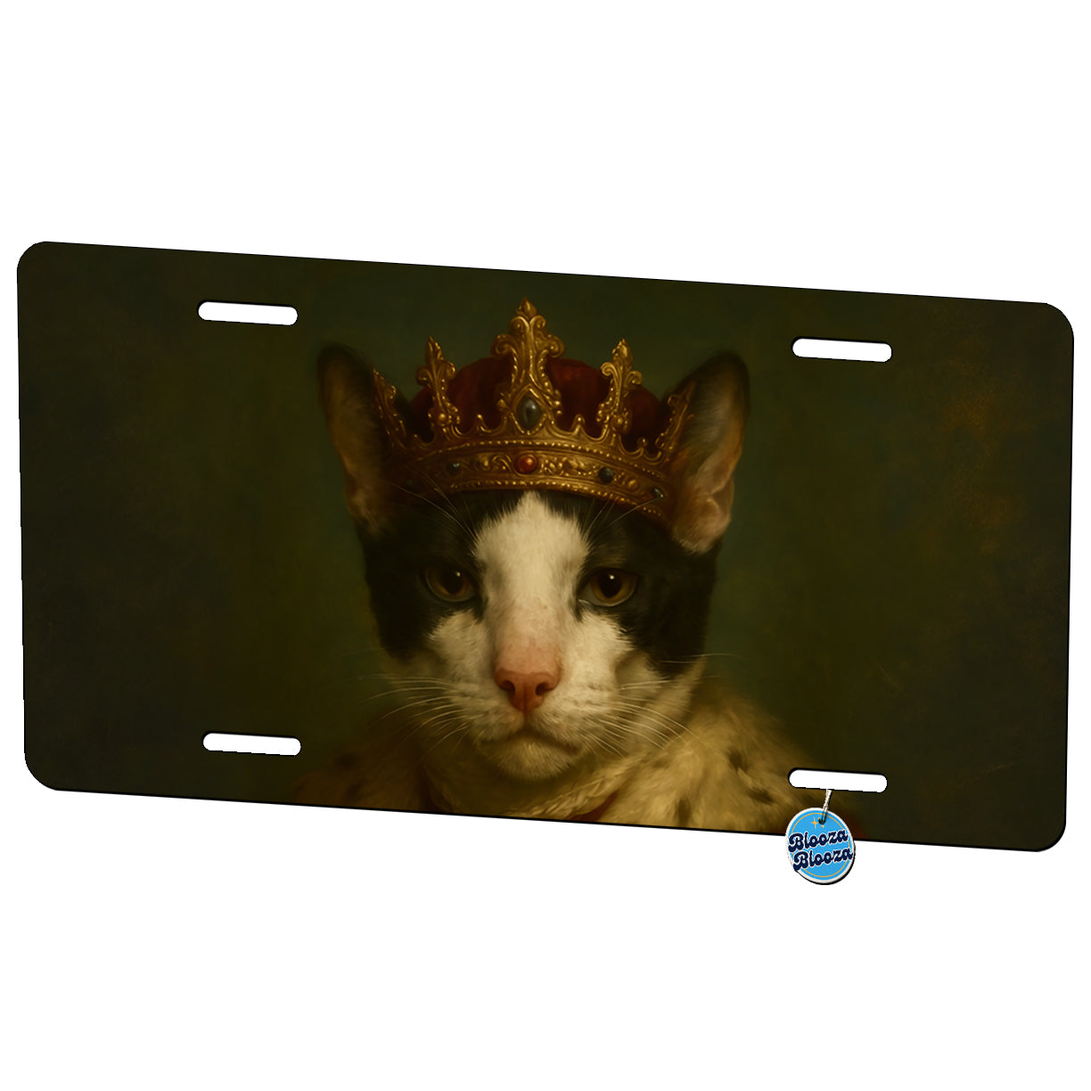 Vintage Cat King Fantasy Painting Metal Vanity Novelty Tag License Plate for Trucks Cars SUVs