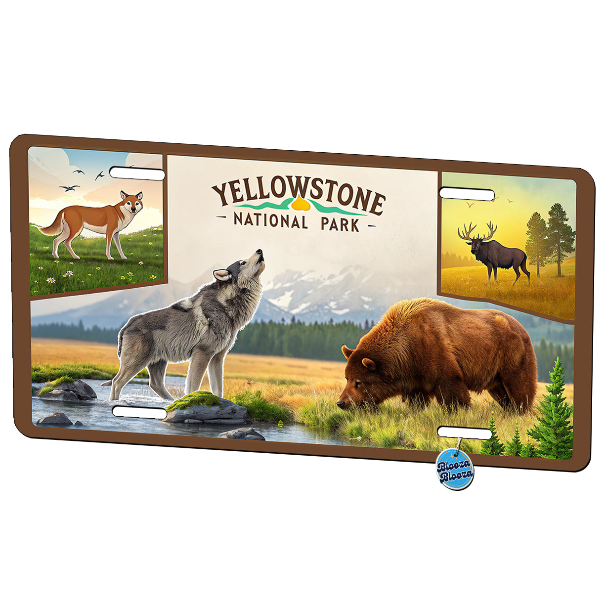 Yellowstone National Park Animals Metal Vanity Novelty Tag License Plate for Trucks Cars SUVs