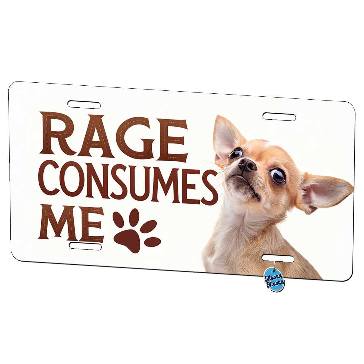 Rage Consumes Me Funny Cute Chihuahua Metal Vanity Novelty Tag License Plate for Trucks Cars SUVs
