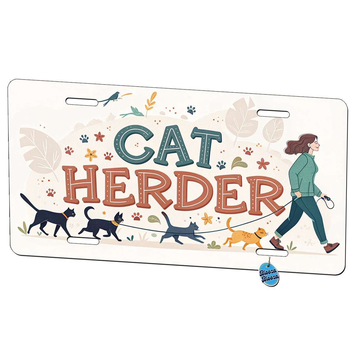 Cat Herder Herding Funny Metal Vanity Novelty Tag License Plate for Trucks Cars SUVs