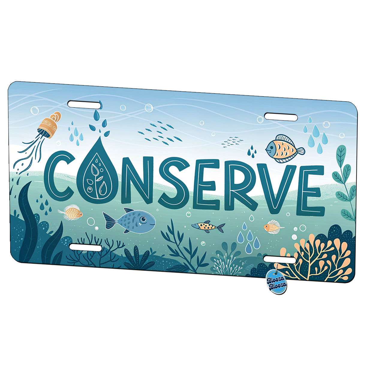 Conserve Water Fish Conservation Theme Metal Vanity Novelty Tag License Plate for Trucks Cars SUVs