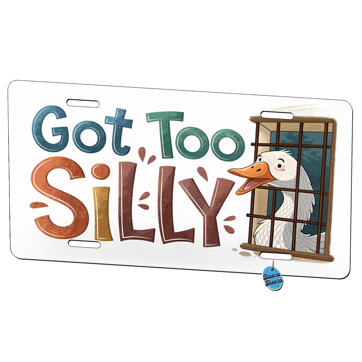 Got Too Silly Funny Goose Behind Bars Metal Vanity Novelty Tag License Plate for Trucks Cars SUVs