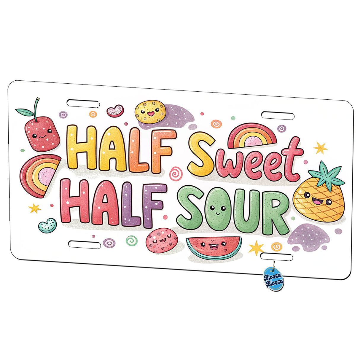 Half Sweet Half Sour Funny Candy Metal Vanity Novelty Tag License Plate for Trucks Cars SUVs