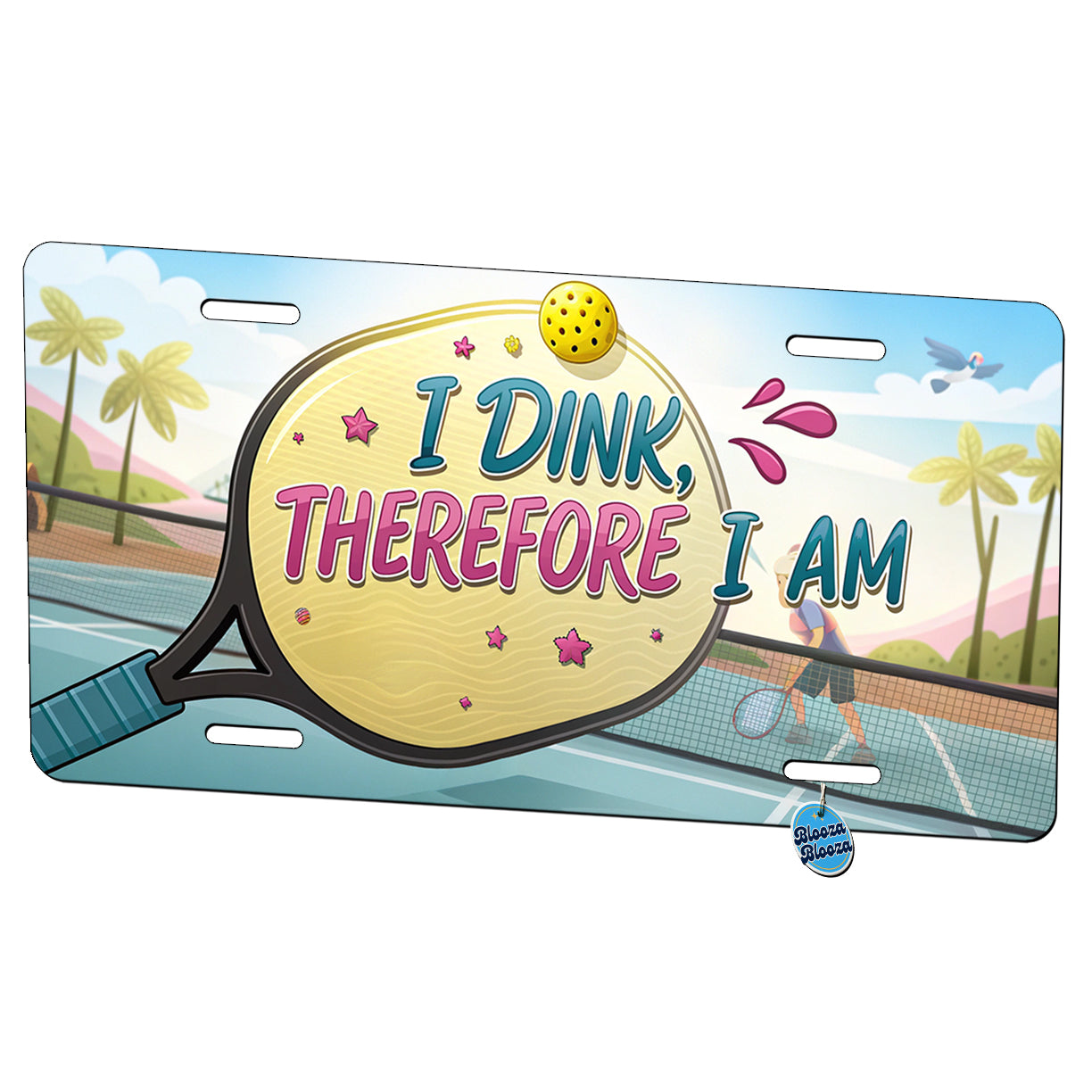 I Dink Therefore I Am Funny Pickleball Metal Vanity Novelty Tag License Plate for Trucks Cars SUVs
