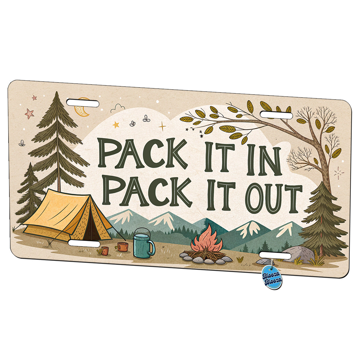 Pack It In Pack It Out Responsible Camper Camping Metal Vanity Novelty Tag License Plate for Trucks Cars SUVs