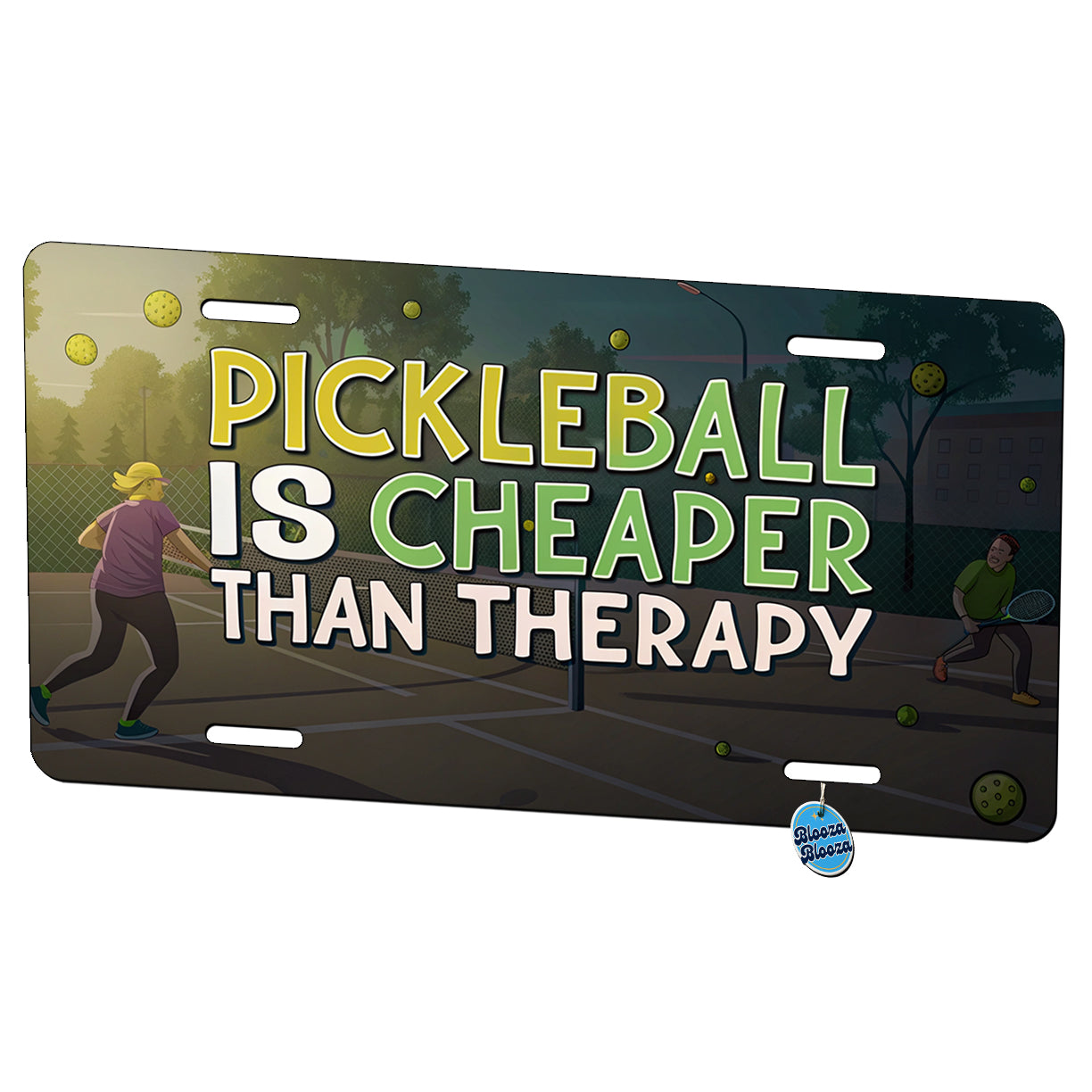 Pickleball Is Cheaper Than Therapy Funny Metal Vanity Novelty Tag License Plate for Trucks Cars SUVs