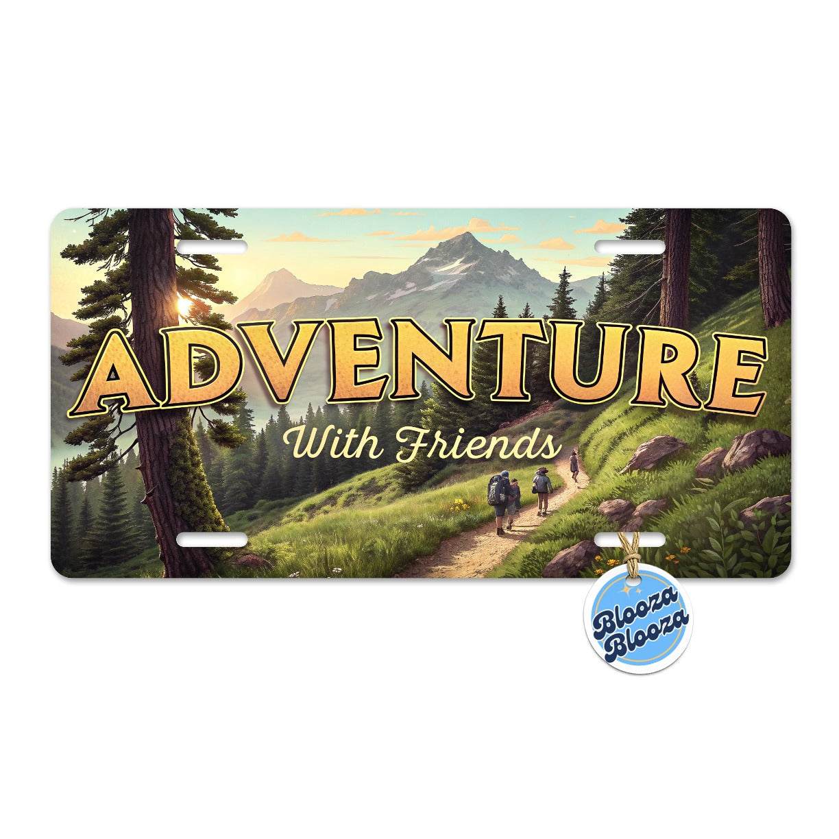 Adventure With Friends Hiking Camping Metal Vanity Novelty Tag License Plate for Trucks Cars SUVs