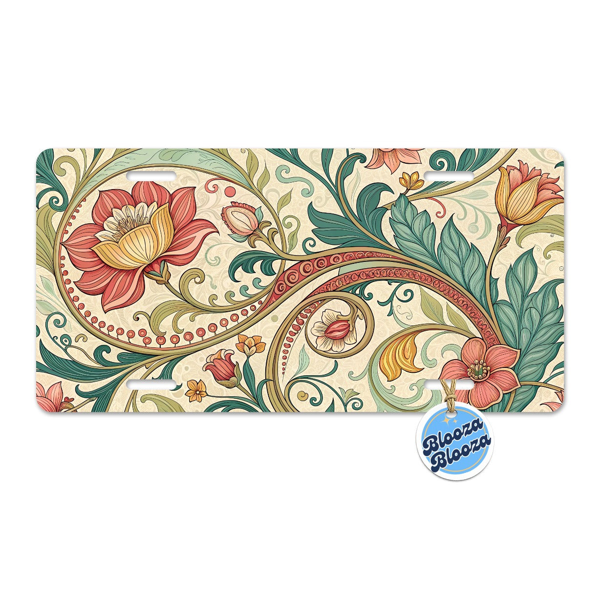 Art Nouveau Flower Leaf Pattern Metal Vanity Novelty Tag License Plate for Trucks Cars SUVs