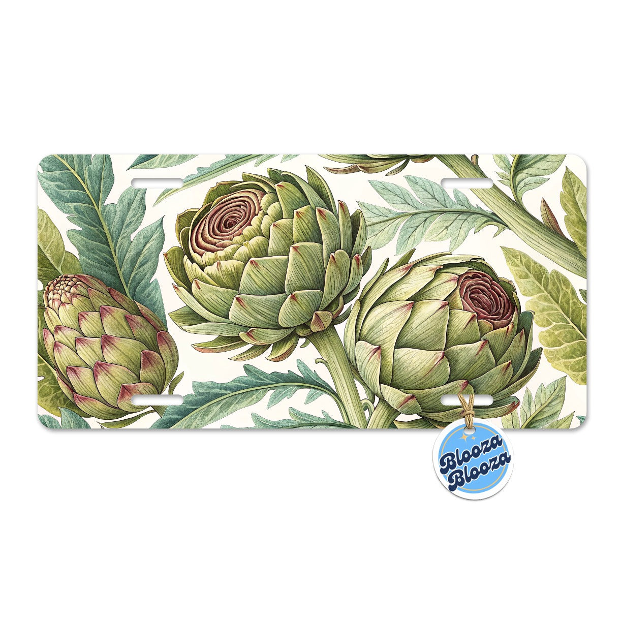 Artichoke Illustration Pattern Metal Vanity Novelty Tag License Plate for Trucks Cars SUVs