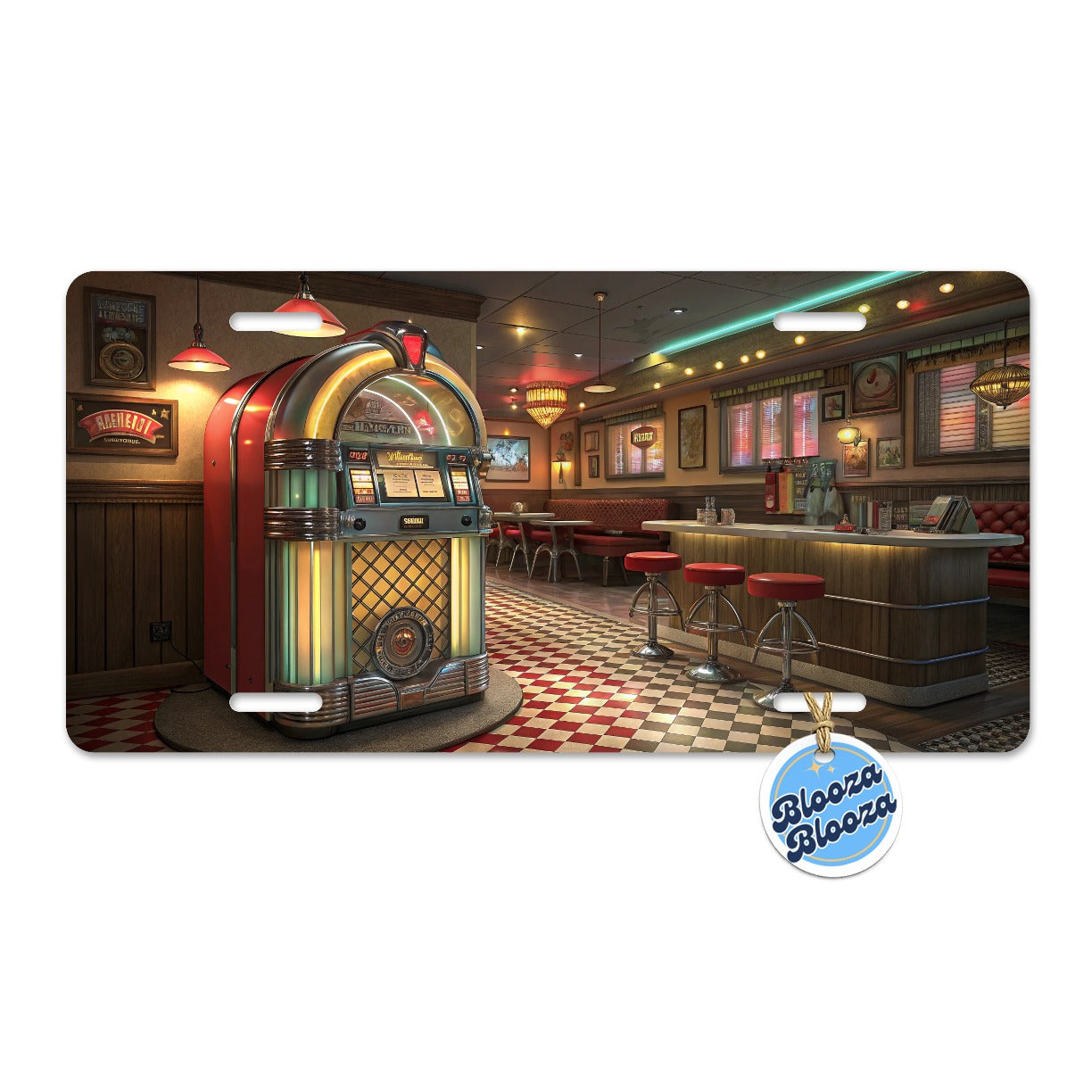 Classic Diner Jukebox Metal Vanity Novelty Tag License Plate for Trucks Cars SUVs