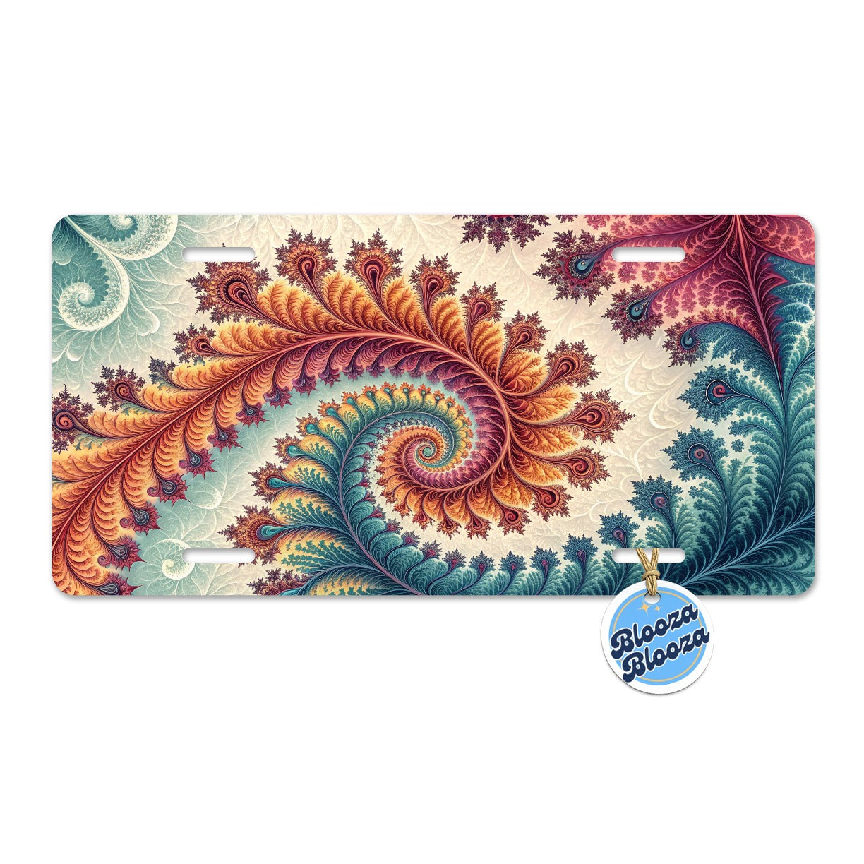 Crazy Swirl Fractal Art Pattern Metal Vanity Novelty Tag License Plate for Trucks Cars SUVs