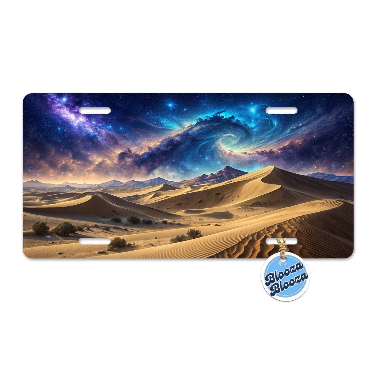 Desert Sand Dunes Under Blue Nebula Sci-Fi Metal Vanity Novelty Tag License Plate for Trucks Cars SUVs