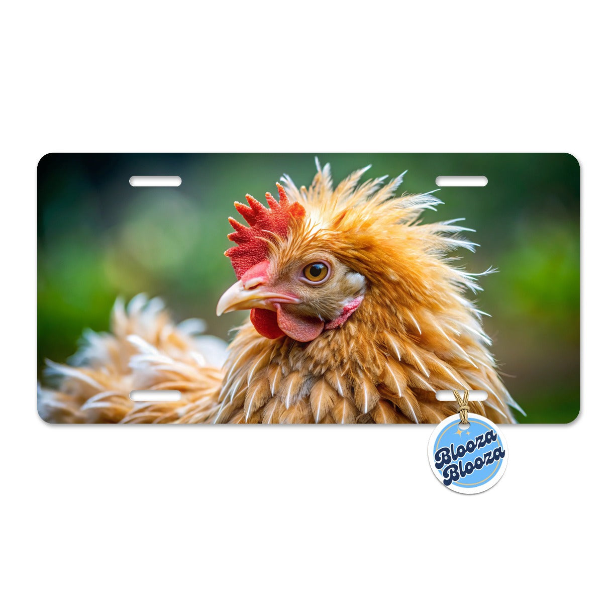 Frizzle Chicken Photo Metal Vanity Novelty Tag License Plate for Trucks Cars SUVs