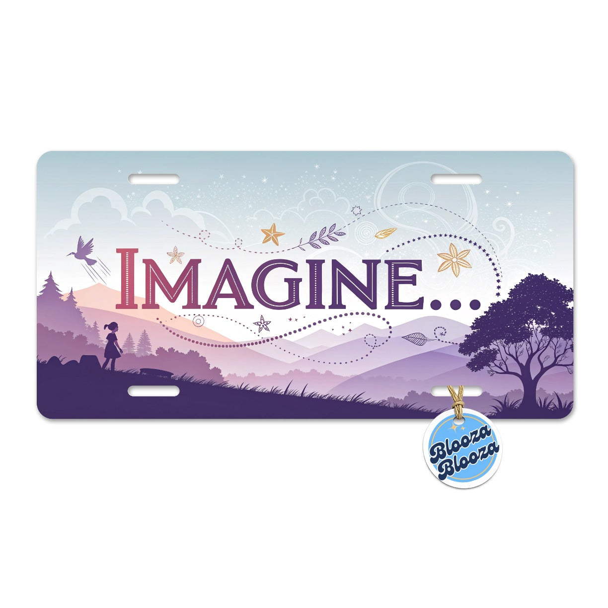 Imagine Pretty Purple Fantasy Metal Vanity Novelty Tag License Plate for Trucks Cars SUVs