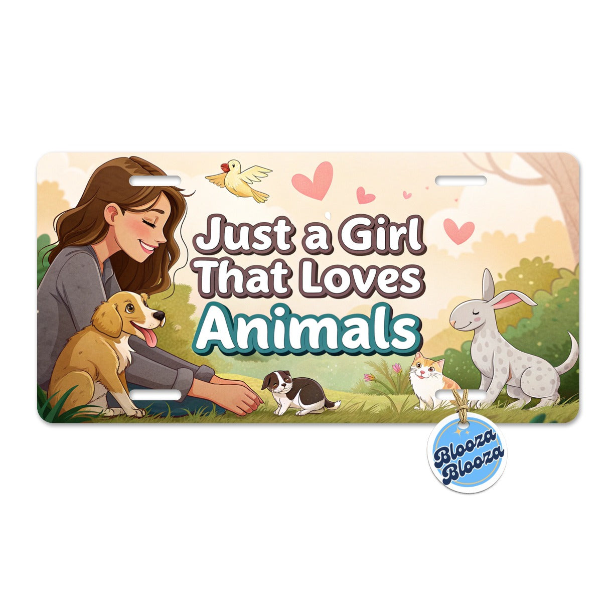 Just A Girl That Loves Animals Metal Vanity Novelty Tag License Plate for Trucks Cars SUVs