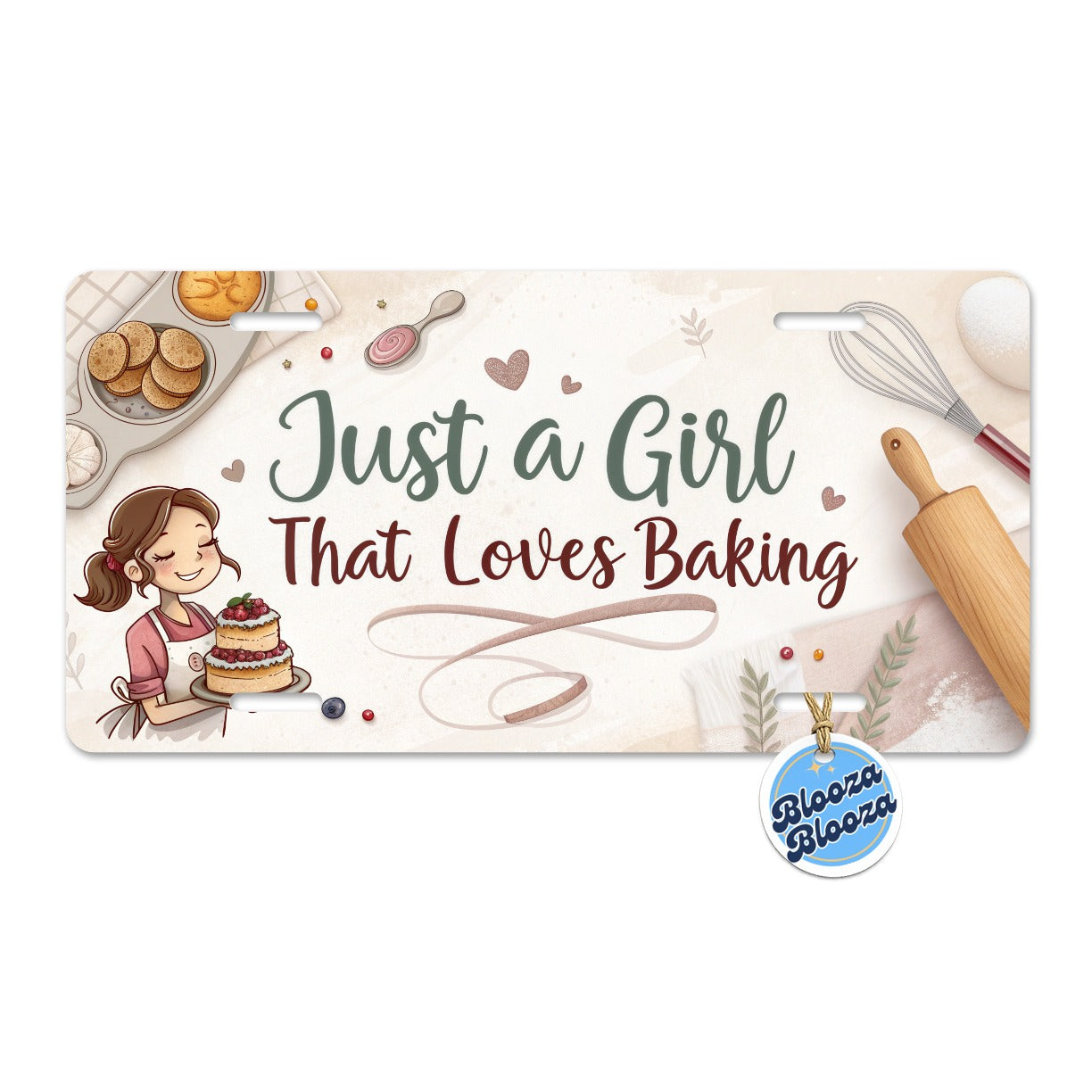 Just A Girl That Loves Baking Metal Vanity Novelty Tag License Plate for Trucks Cars SUVs