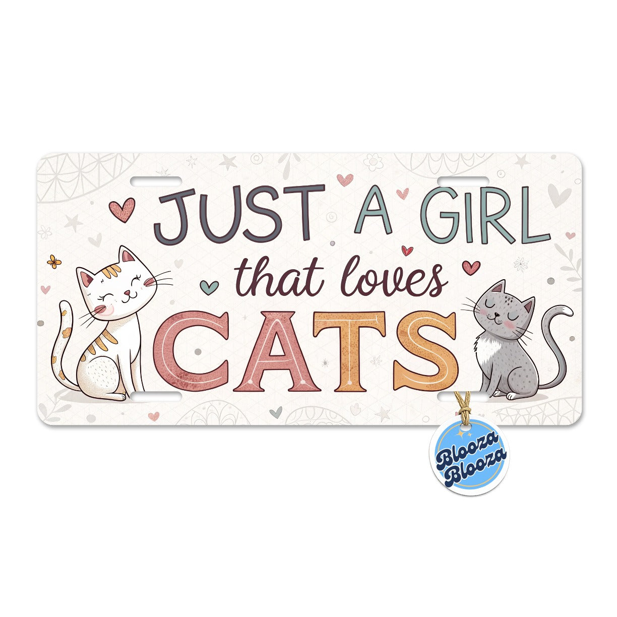 Just A Girl That Loves Cats Funny Metal Vanity Novelty Tag License Plate for Trucks Cars SUVs