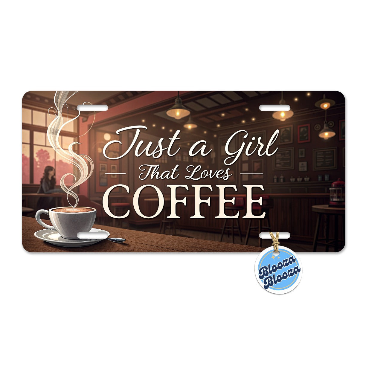 Just A Girl That Loves Coffee Funny Metal Vanity Novelty Tag License Plate for Trucks Cars SUVs
