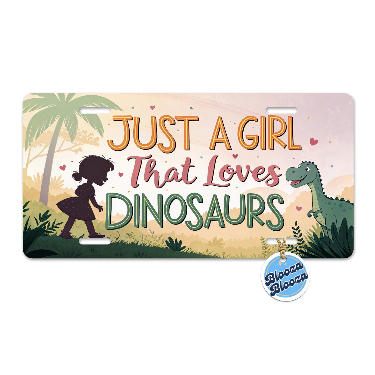 Just A Girl That Loves Dinosaurs Funny Metal Vanity Novelty Tag License Plate for Trucks Cars SUVs