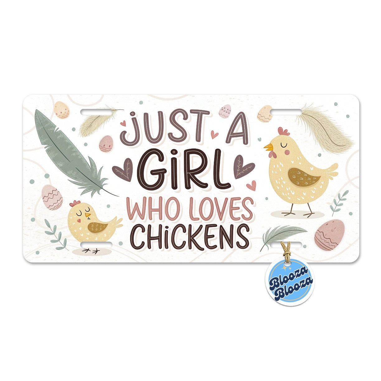Just A Girl Who Loves Chickens Cute Metal Vanity Novelty Tag License Plate for Trucks Cars SUVs