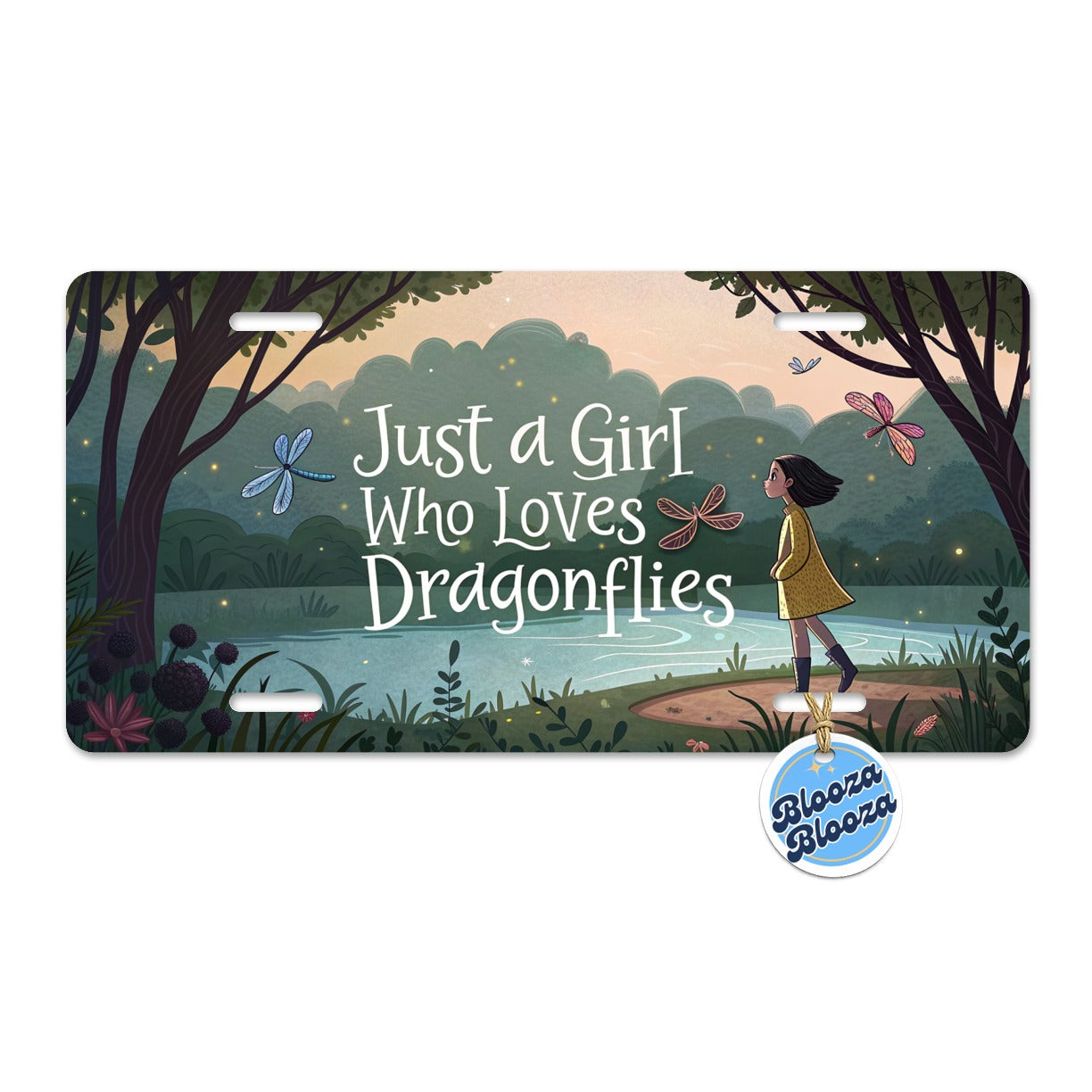 Just A Girl Who Loves Dragonflies Metal Vanity Novelty Tag License Plate for Trucks Cars SUVs
