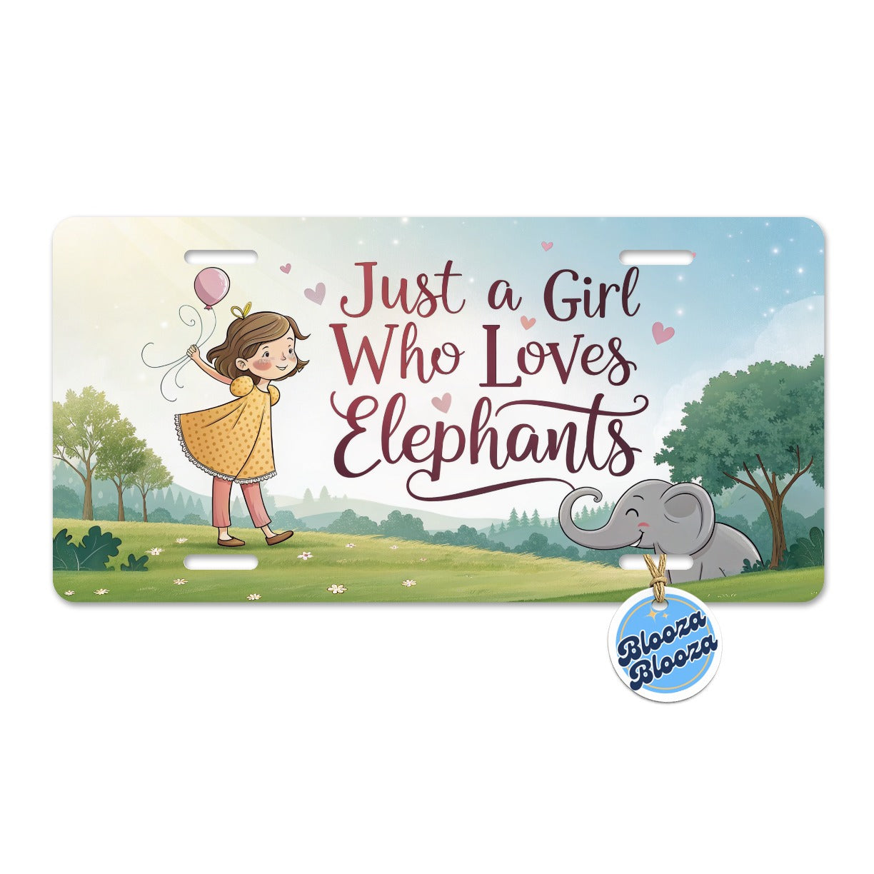 Just A Girl Who Loves Elephants Cute Metal Vanity Novelty Tag License Plate for Trucks Cars SUVs