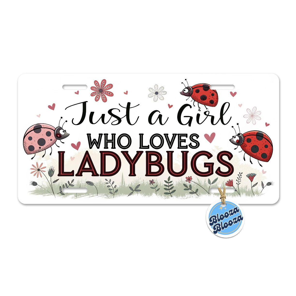 Just A Girl Who Loves Ladybugs Cute Metal Vanity Novelty Tag License Plate for Trucks Cars SUVs