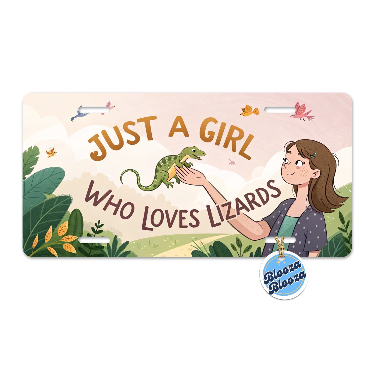 Just A Girl Who Loves Lizards Funny Metal Vanity Novelty Tag License Plate for Trucks Cars SUVs