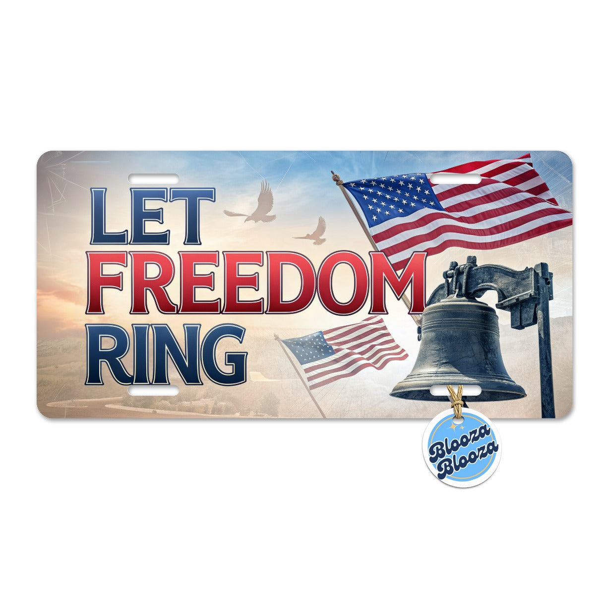 Let Freedom Ring Liberty Bell Patriotic Metal Vanity Novelty Tag License Plate for Trucks Cars SUVs