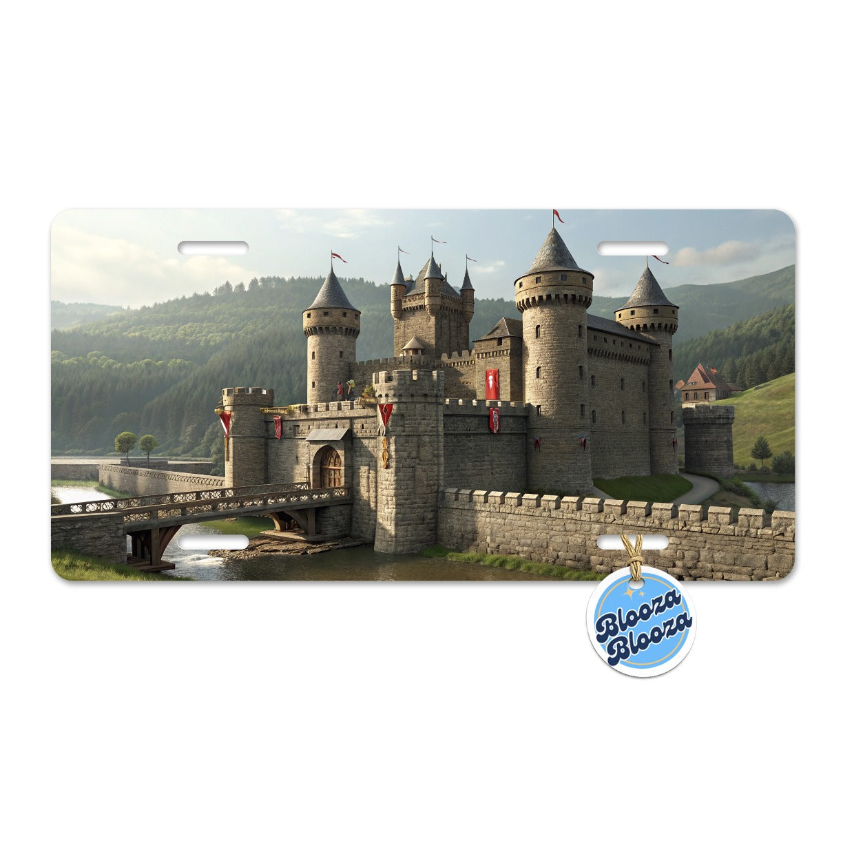 Medieval Castle with Moat Metal Vanity Novelty Tag License Plate for Trucks Cars SUVs