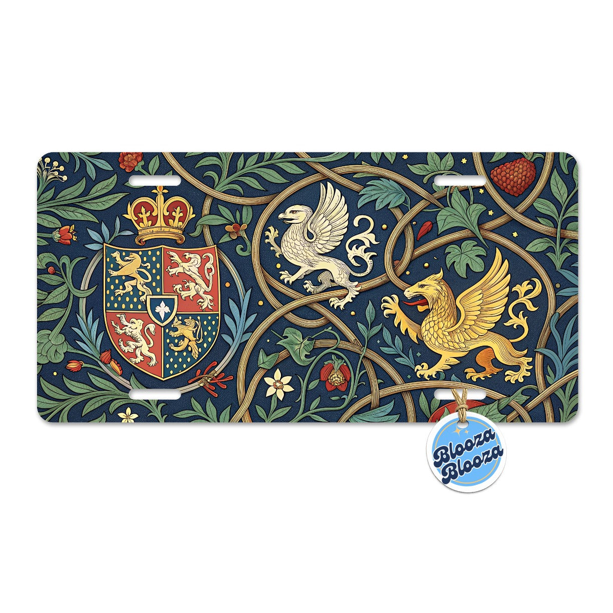 Medieval Ornamentation Griffins Shield Metal Vanity Novelty Tag License Plate for Trucks Cars SUVs