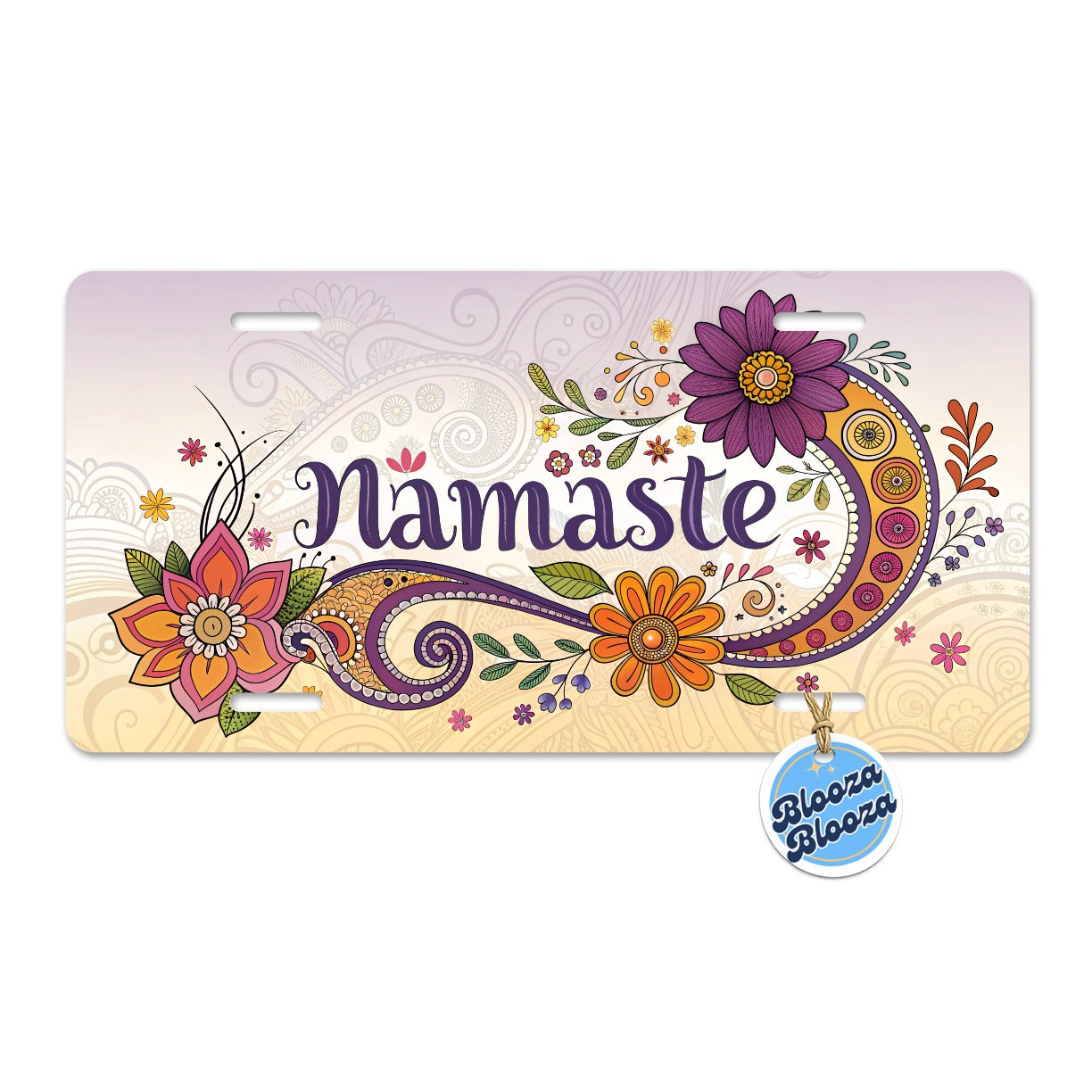 Namaste Flower Fun Retro Metal Vanity Novelty Tag License Plate for Trucks Cars SUVs