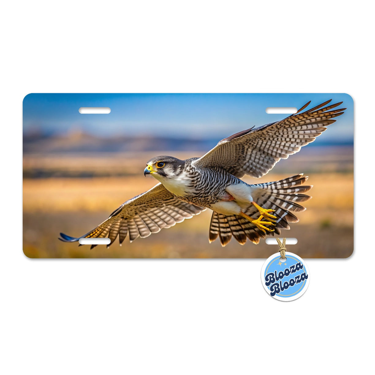 Prairie Falcon Raptor in Flight Metal Vanity Novelty Tag License Plate for Trucks Cars SUVs