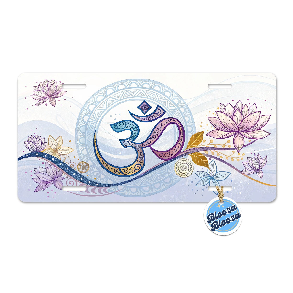 Yoga Om Aum Symbol Lotus Floral Metal Vanity Novelty Tag License Plate for Trucks Cars SUVs