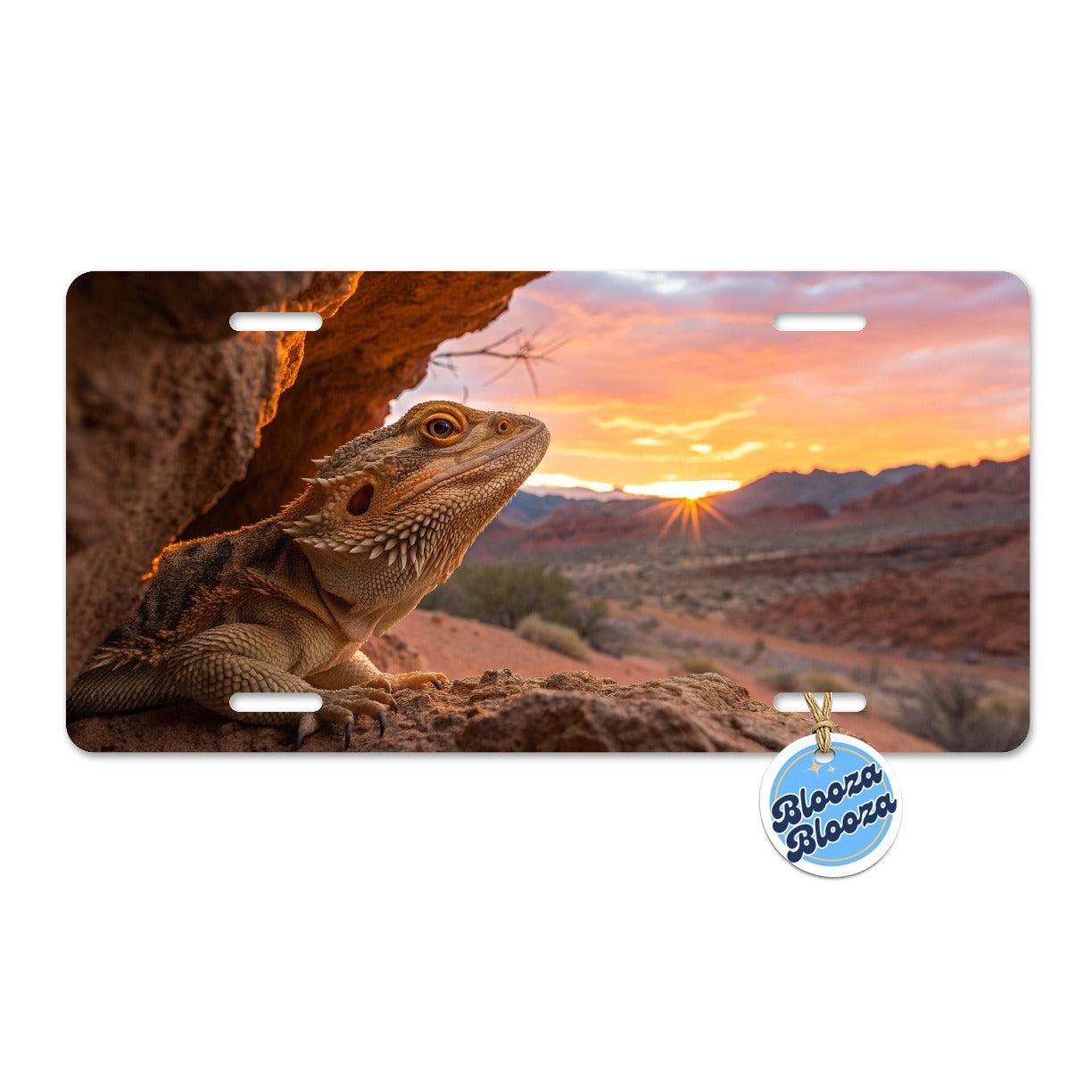 Bearded Dragon At Sunset Metal Vanity Novelty Tag License Plate for Trucks Cars SUVs