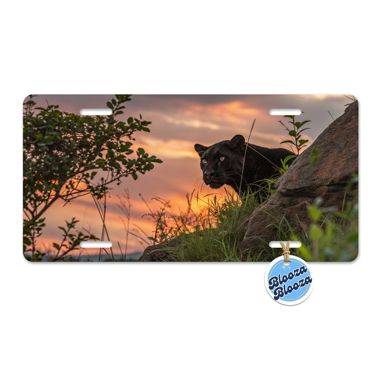 Black Panther At Sunset Metal Vanity Novelty Tag License Plate for Trucks Cars SUVs